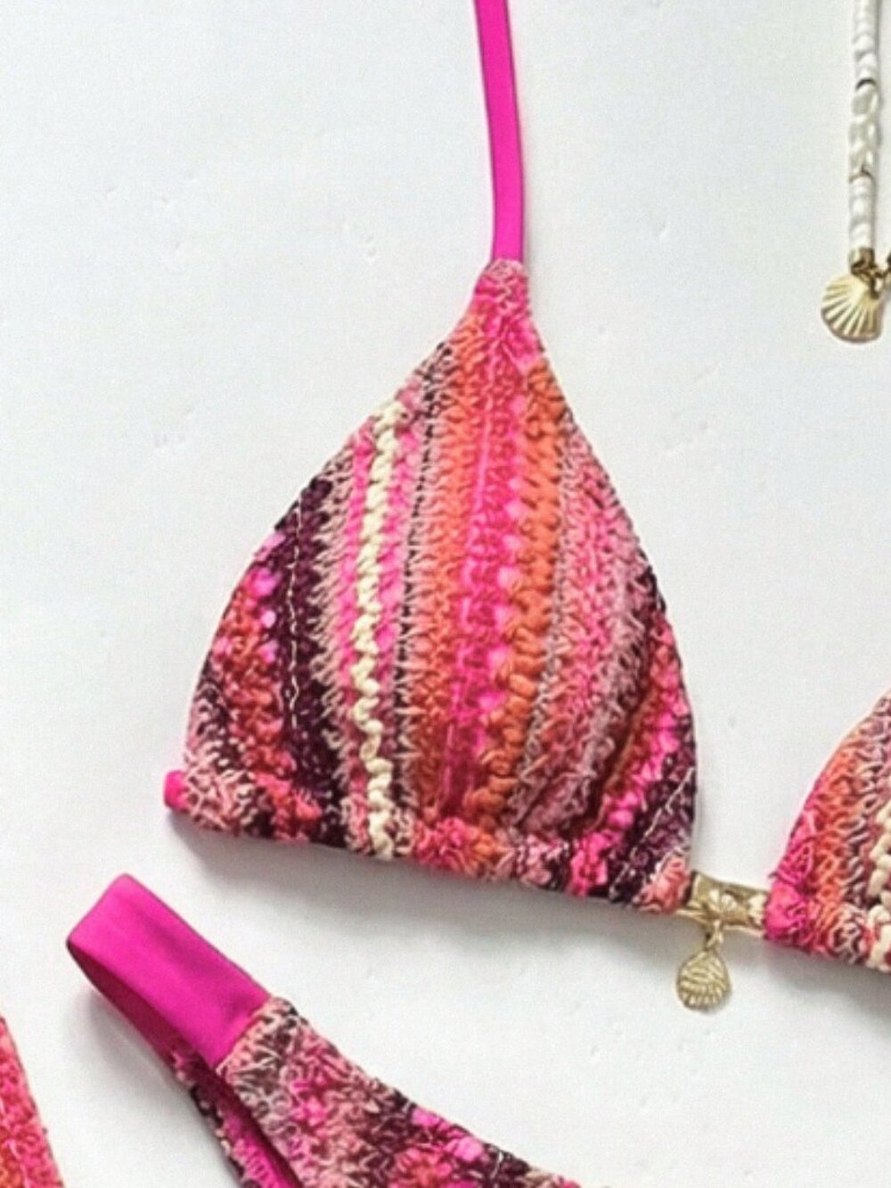 Pink And Orange Casual Womens Summer Striped Bikini Set - Picture 4 of 6
